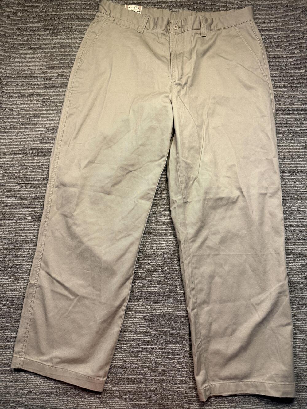Arizona Jean Company Pants Mens 36x30 Beige Flat Front Khaki Relaxed Fit Chino